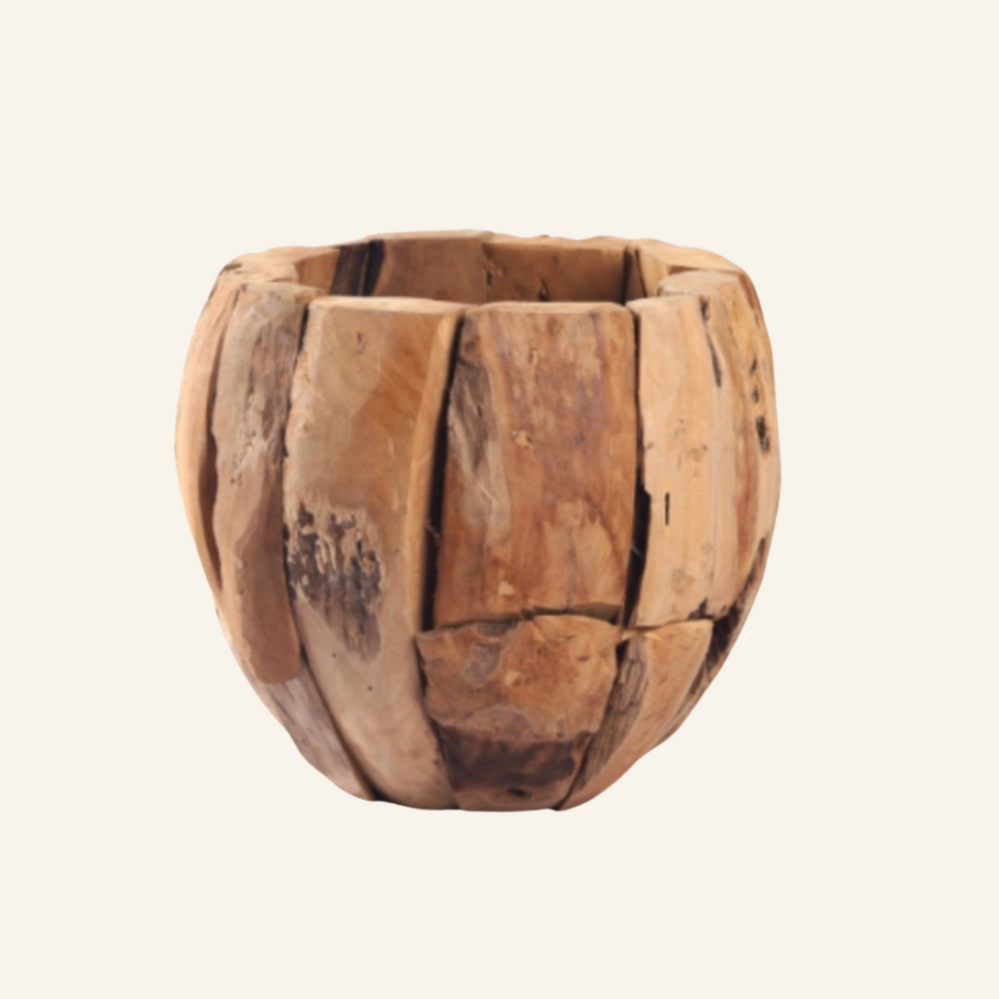 Cache pot Semangka en retailles de teck