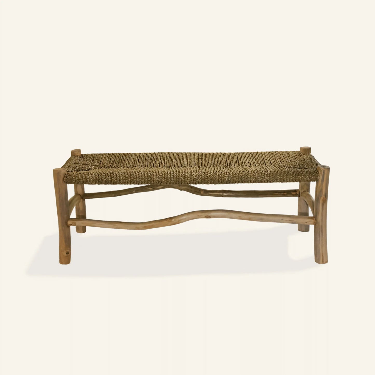 Le banc d'entrée en teck et écorce de bananier - CRUSOË