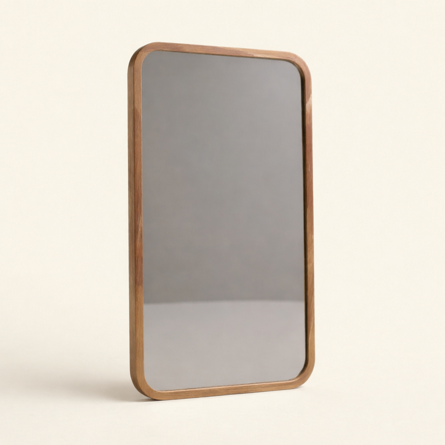 Miroir Lyndi en bois de teck - cadre arrondi