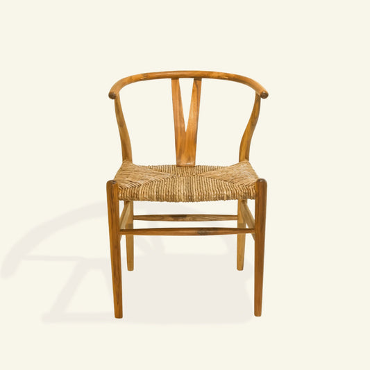 Chaise wishbone en teck et écorce de bananier - CRUSOË