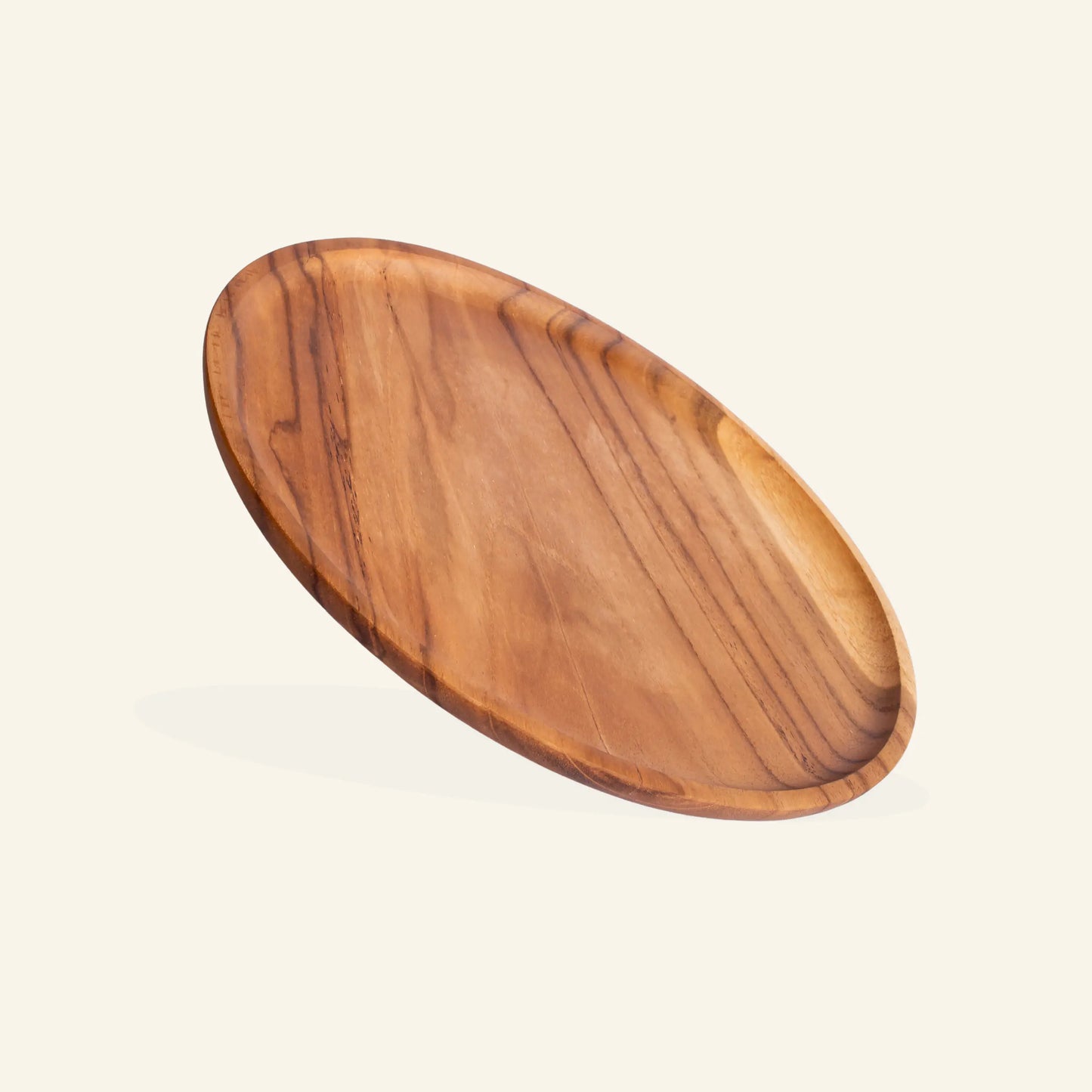 Set of 2 round teak wood plates