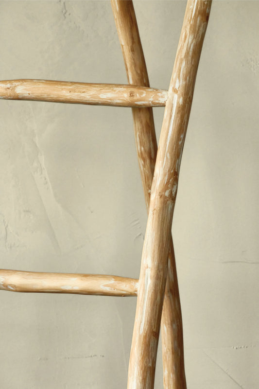 Three-foot ladder made of teak branches