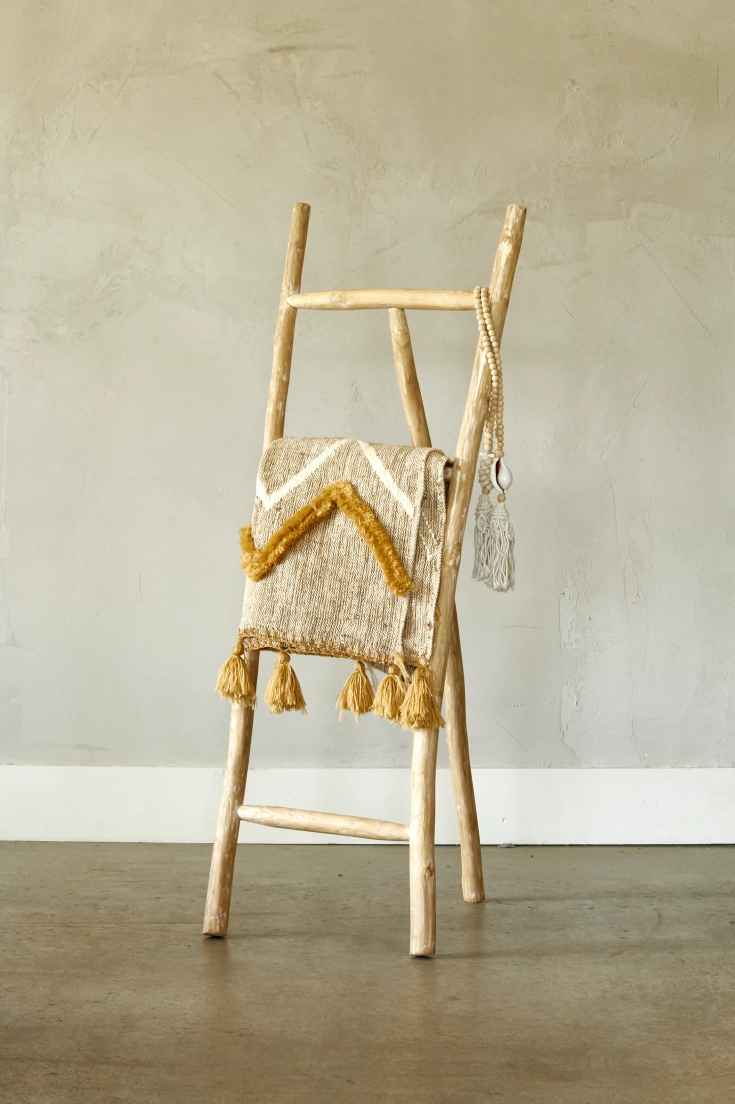 Three-foot ladder made of teak branches