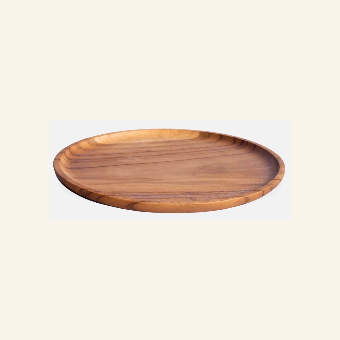 Set of 2 round teak wood plates