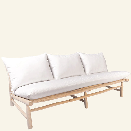 Canapé 3 places en branches de teck - CRUSOË