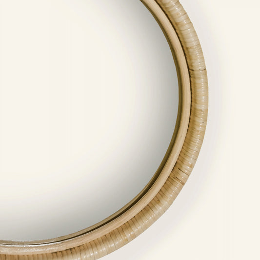 Miroir rond en rotin - CRUSOË