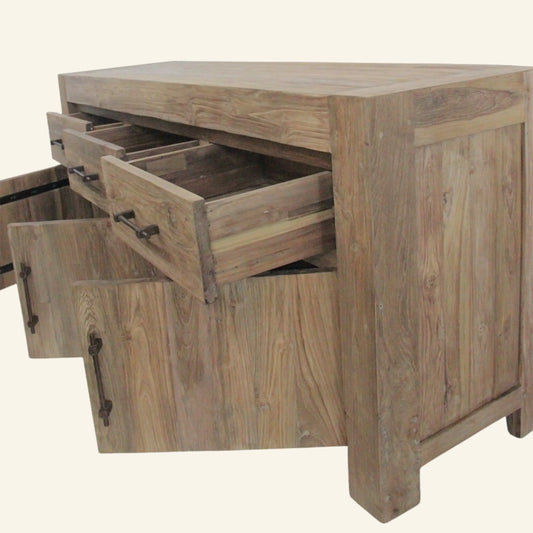 Buffet rustique en bois de teck recyclé