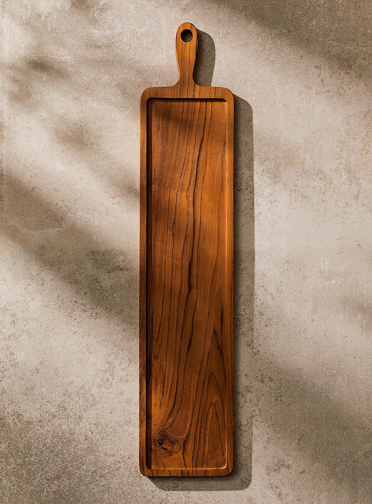 Plateau rectangle en bois de teck