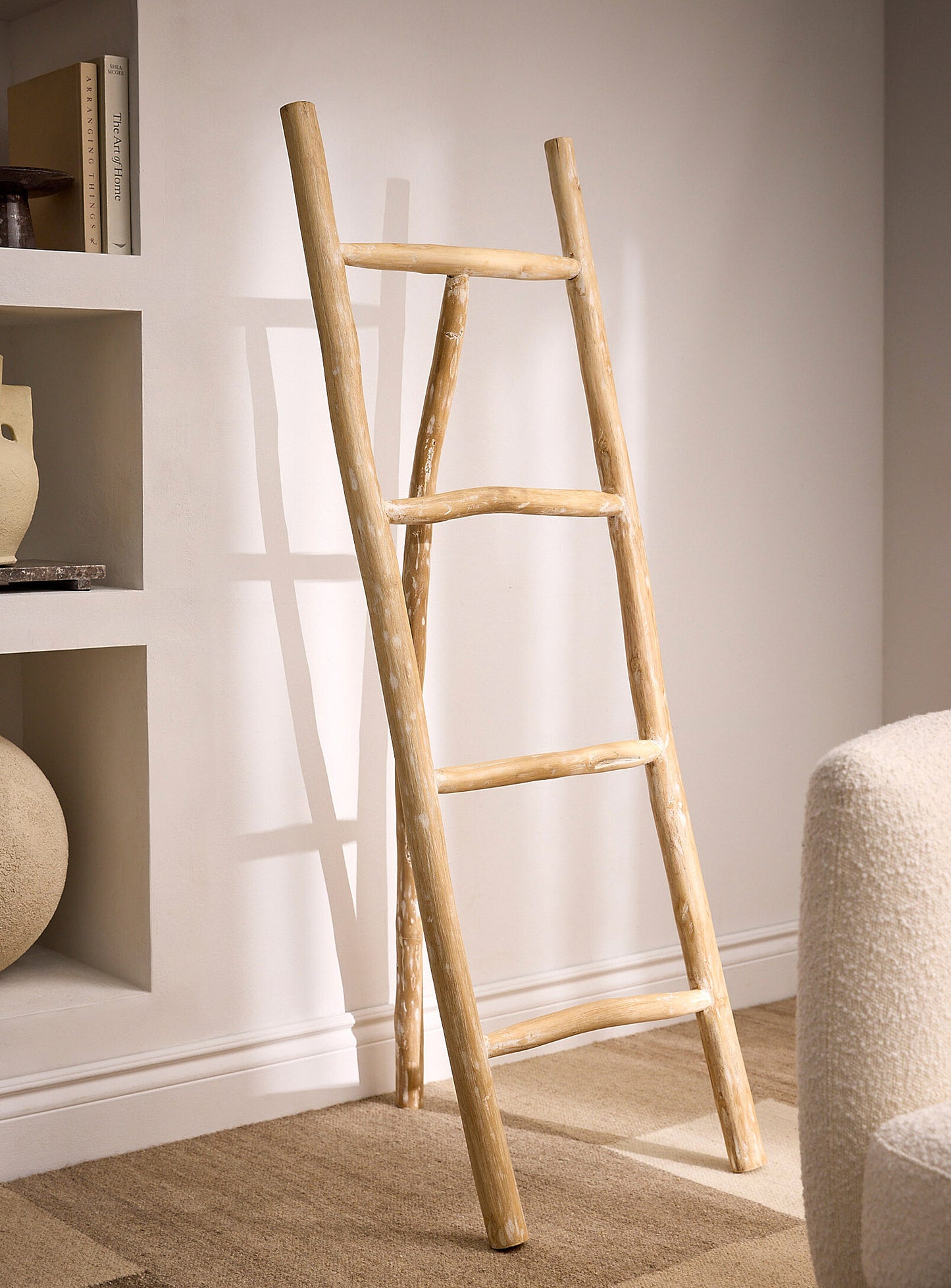 Échelle avec 3 pieds en branches de teak
