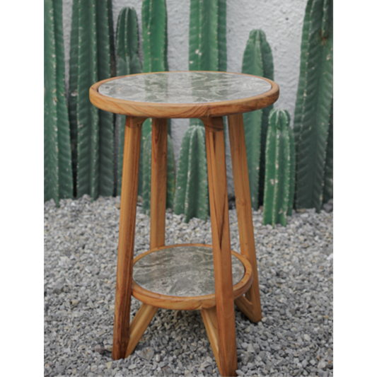 Table d’appoint Lio - marbre et teck
