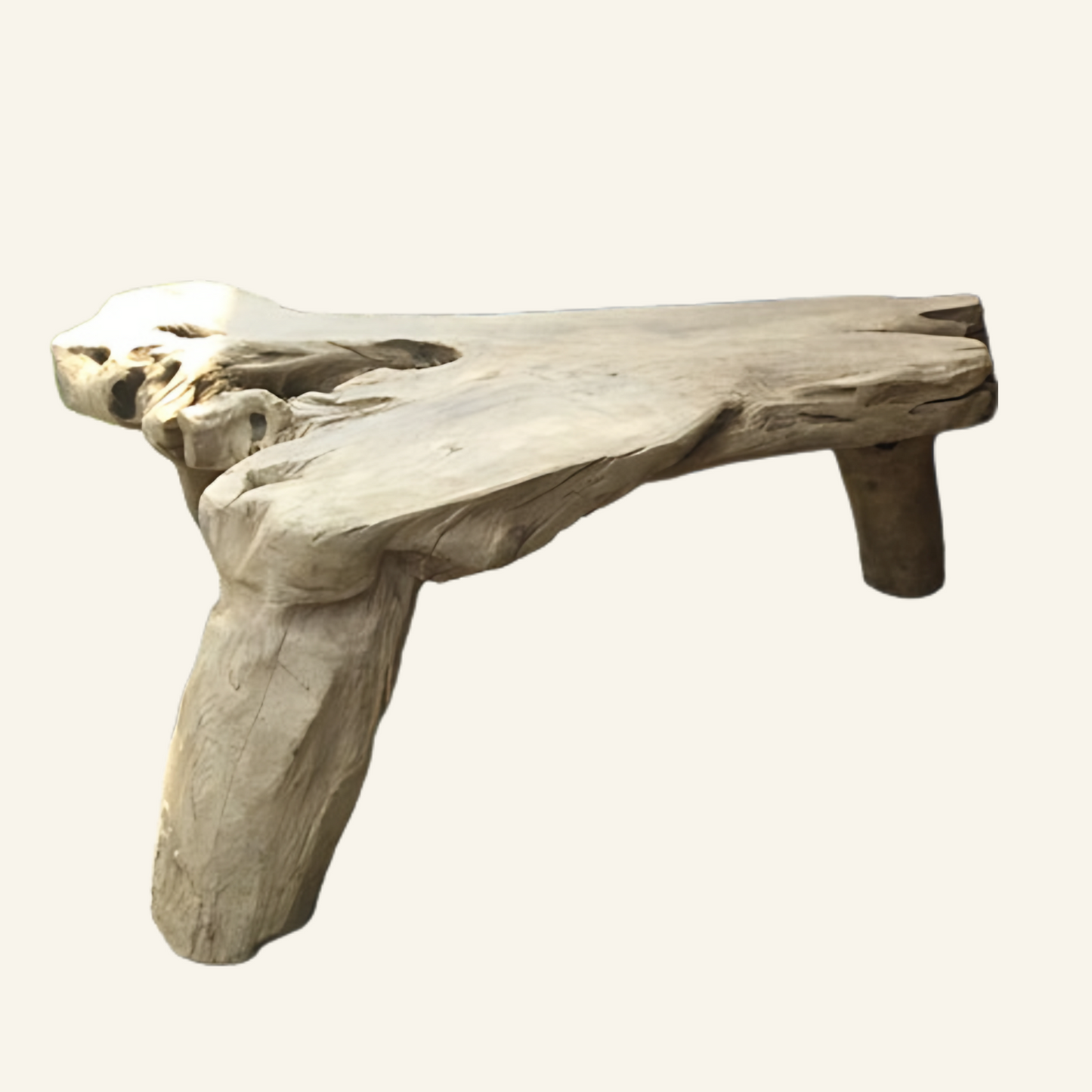 Table basse erosion en teck ancien