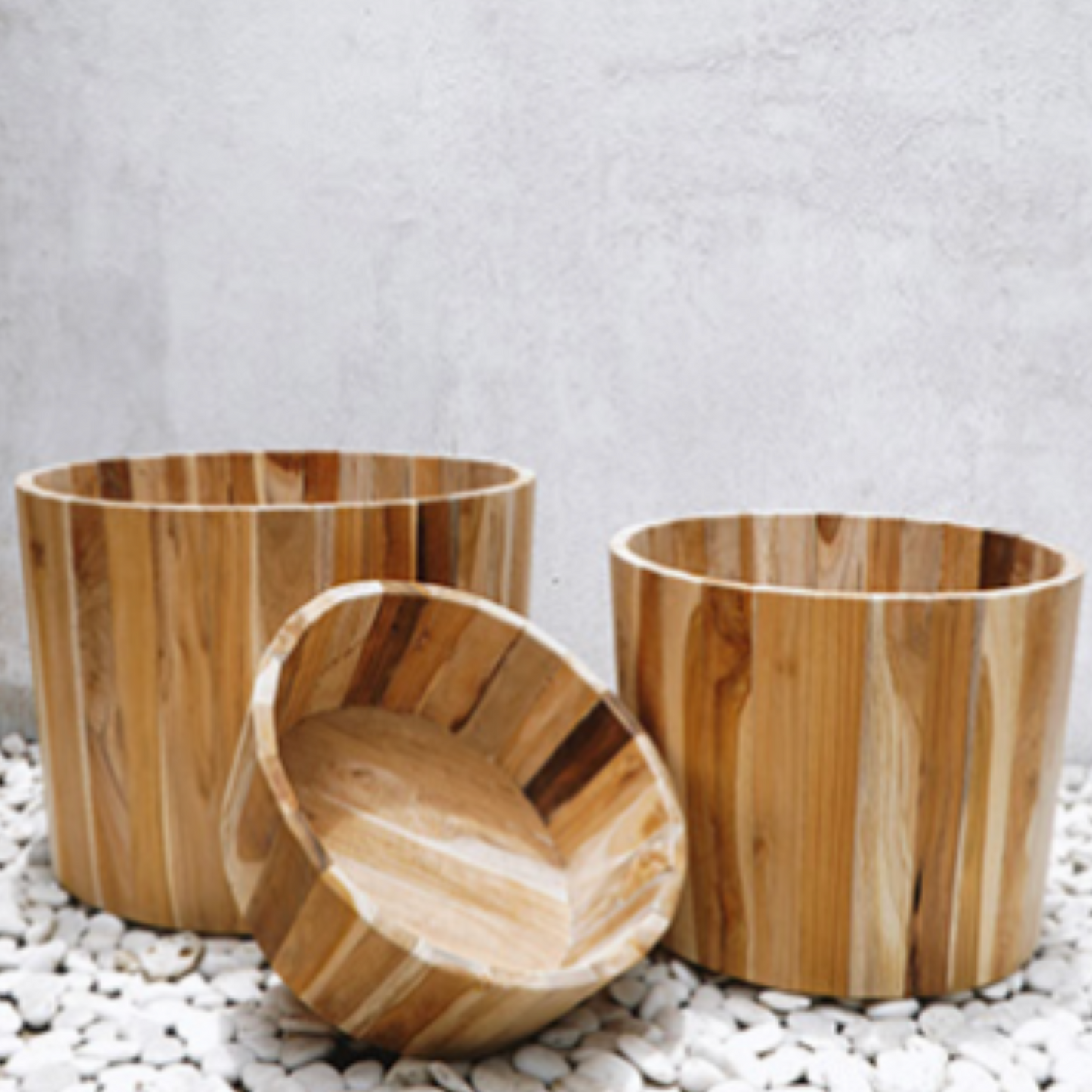 Teak flowerpot