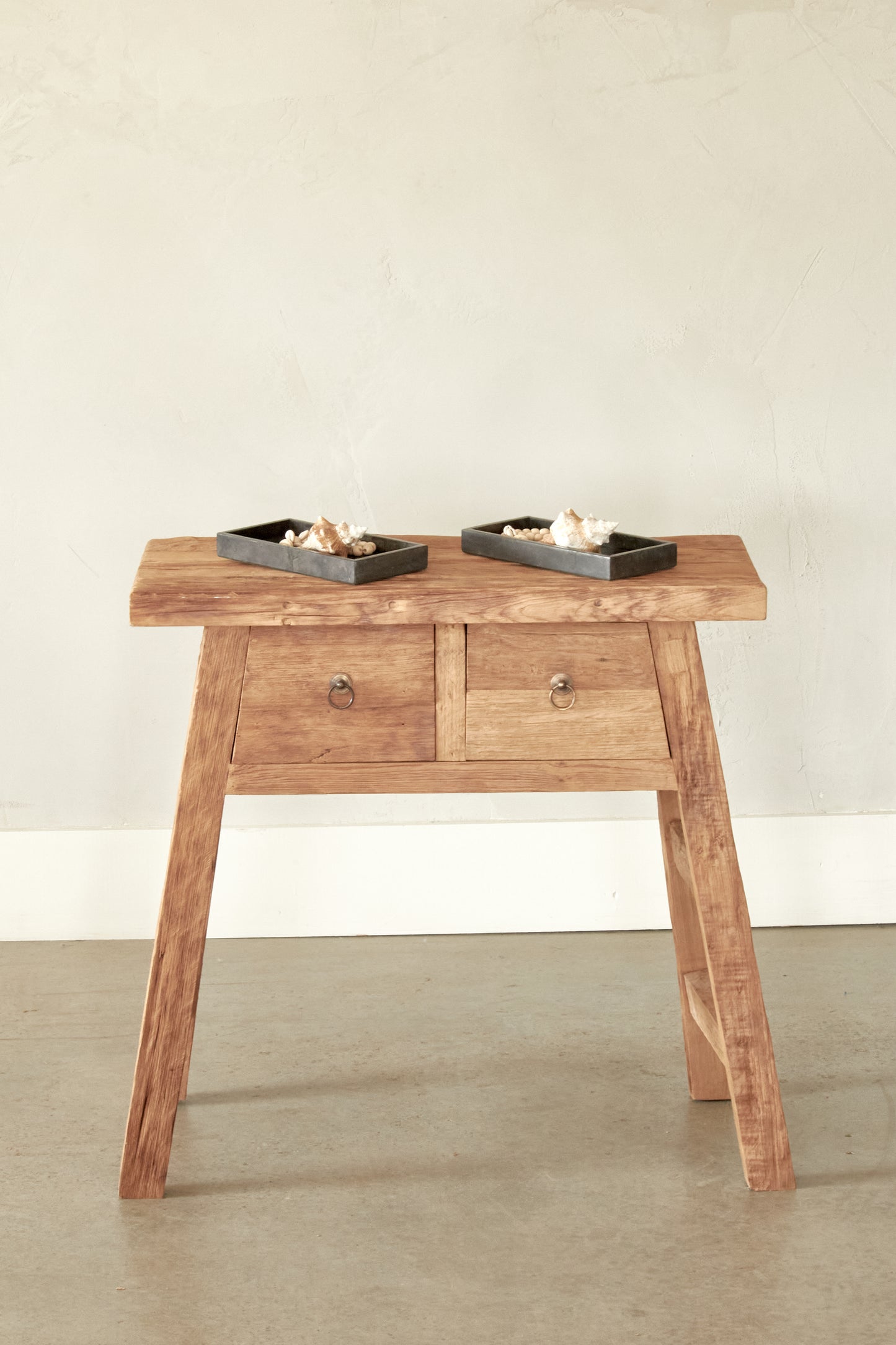 A frame console in recycled teak - 2 drawers