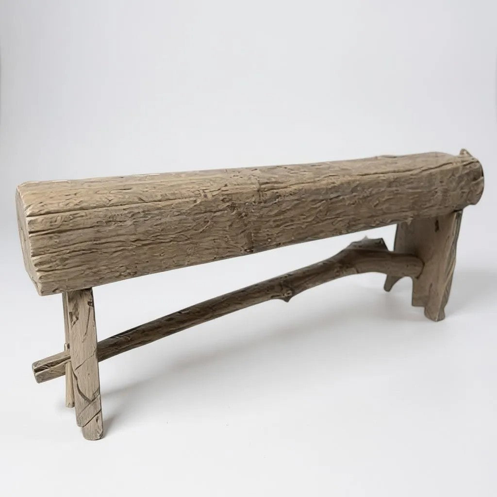 Log console en teck ancien - Collection Érosion