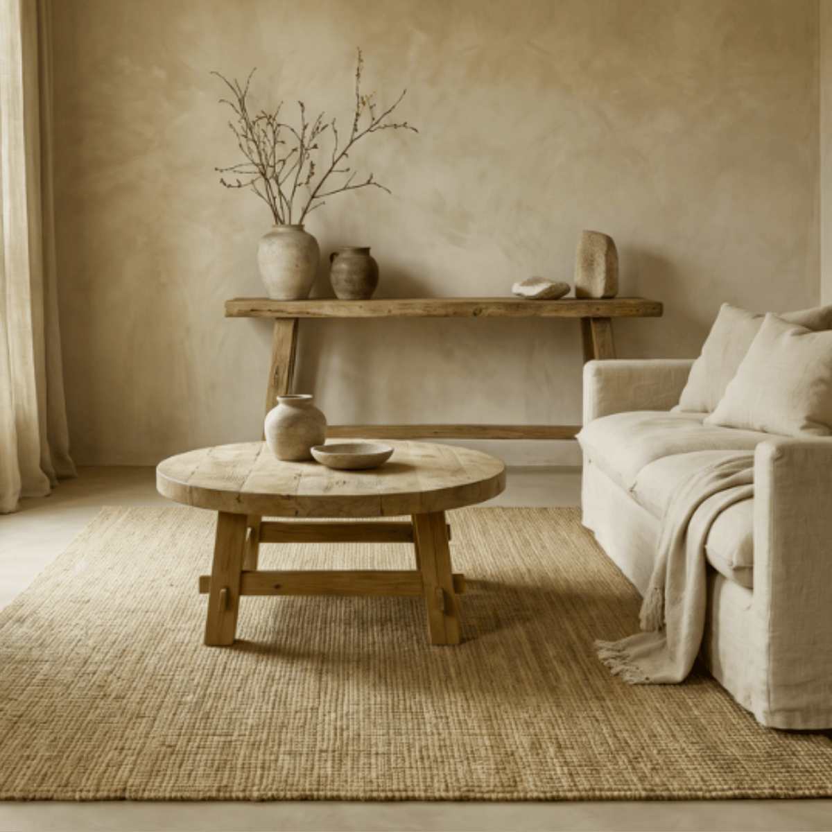 Lionnel coffee table in recycled teak wood | round