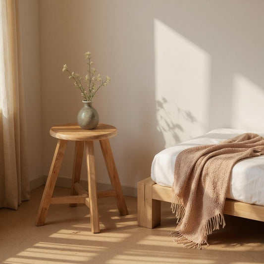 Vintage round teak stool