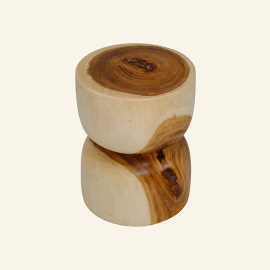 Hourglass stool in solid suar wood