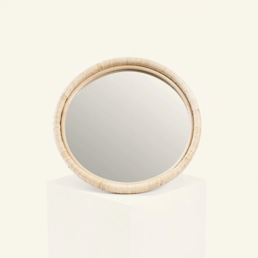 Miroir rond en rotin - CRUSOË