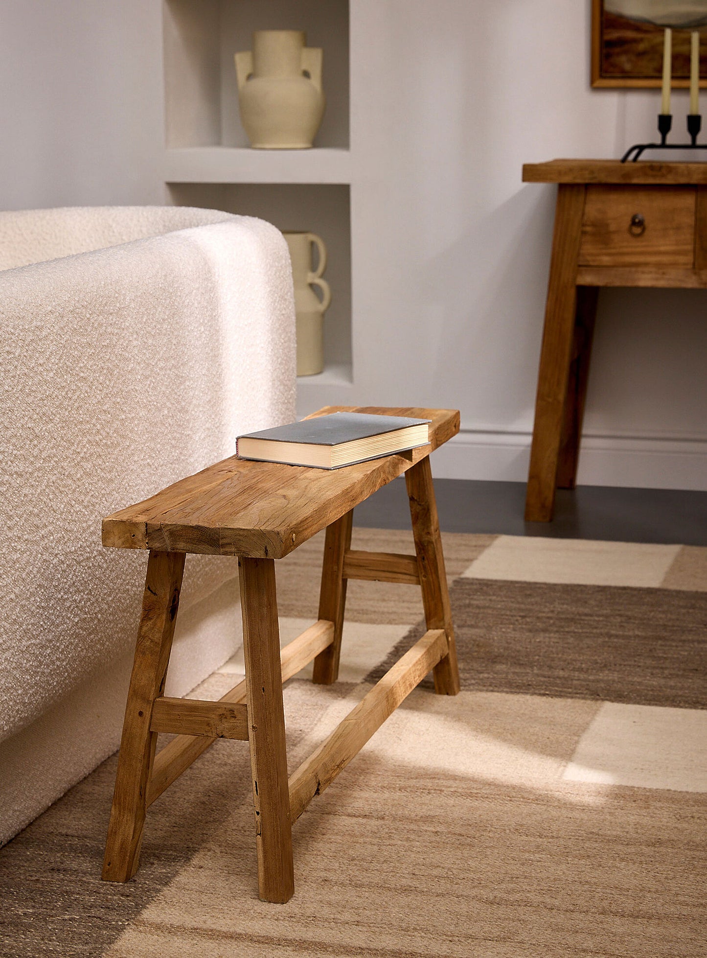 Banc en teck recyclé LEON-90cm