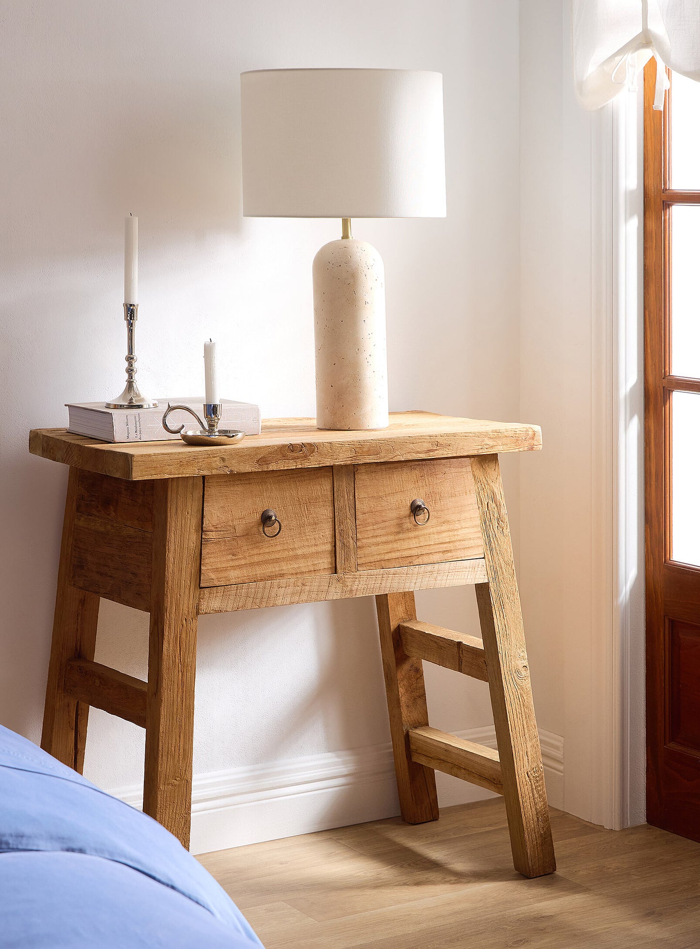 Console A frame en teck recyclé - 2 tiroirs