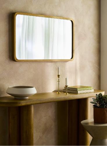 Miroir Lyndi en bois de teck recyclé - cadre arrondi