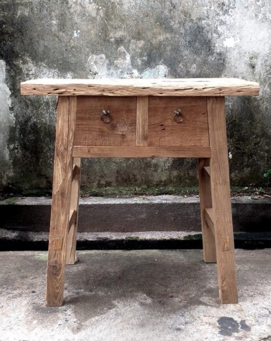 A frame console in recycled teak - 2 drawers