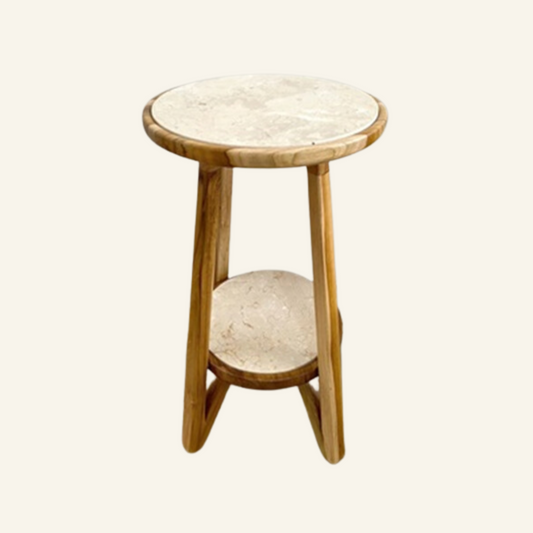 Lio side table - marble and teak