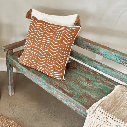 Banc d'entrée antique - patine turquoise - CRUSOË
