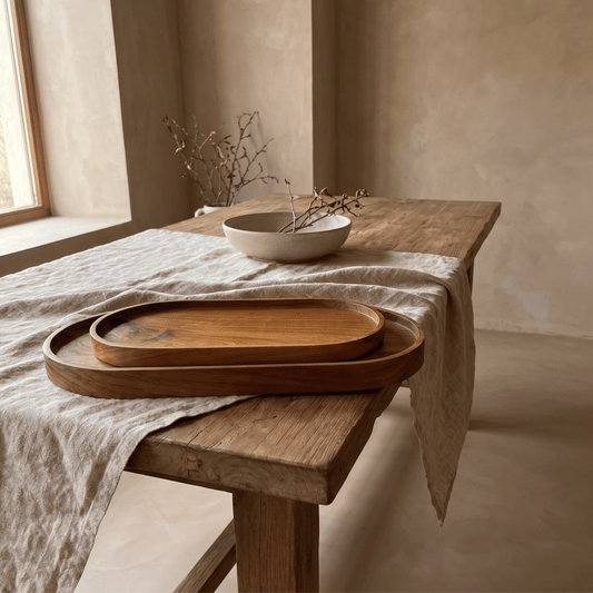 Plat de Service oval en teck