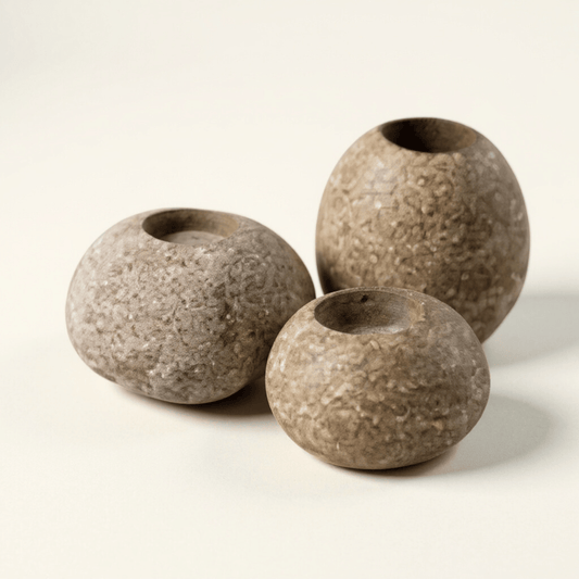 Porte Bougie "Kali" en pierre de rivière