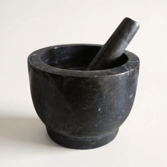 Black Marble Mortar - Flat Base