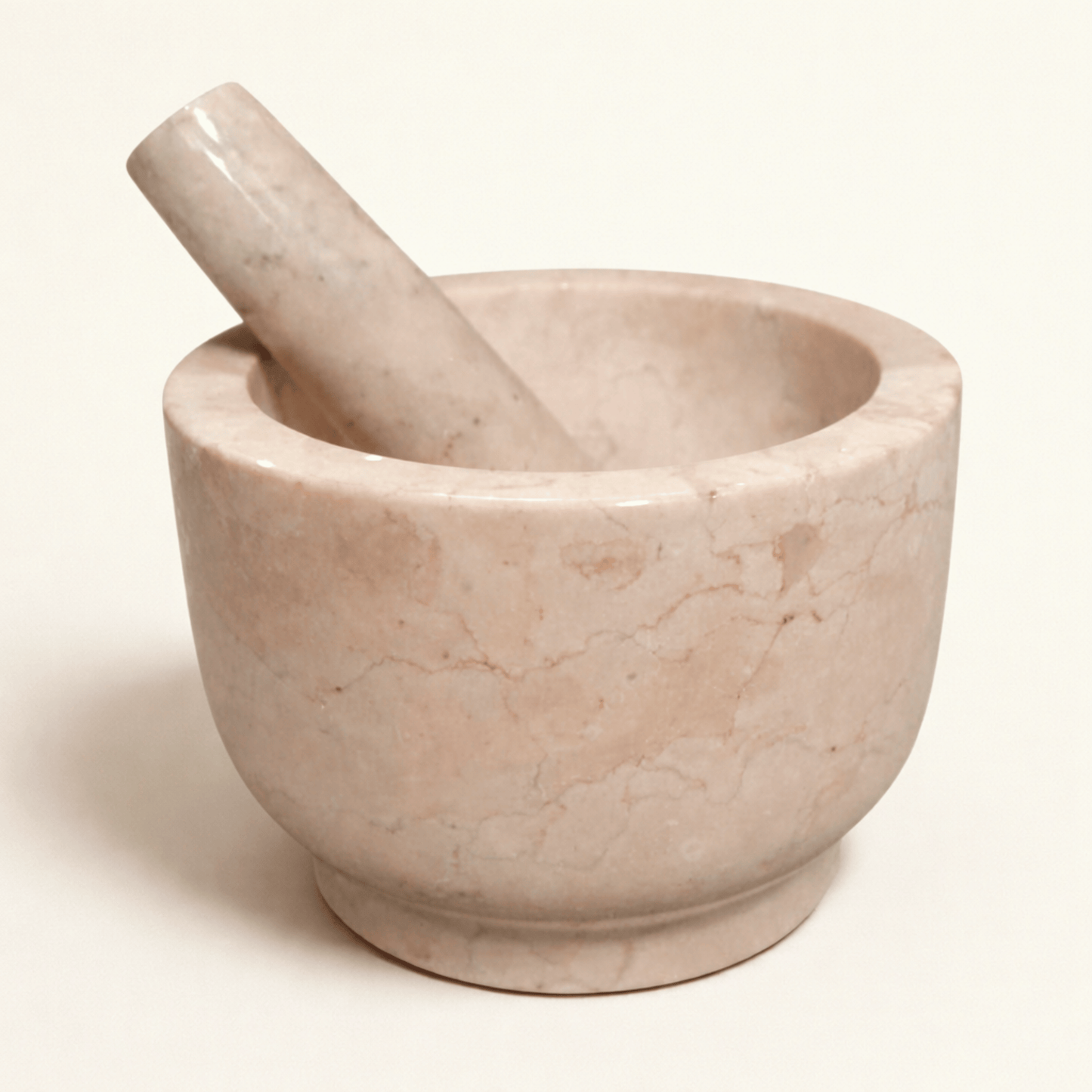 Cream marble flat-based mortar