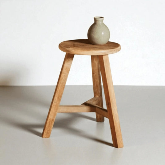 Vintage round teak stool