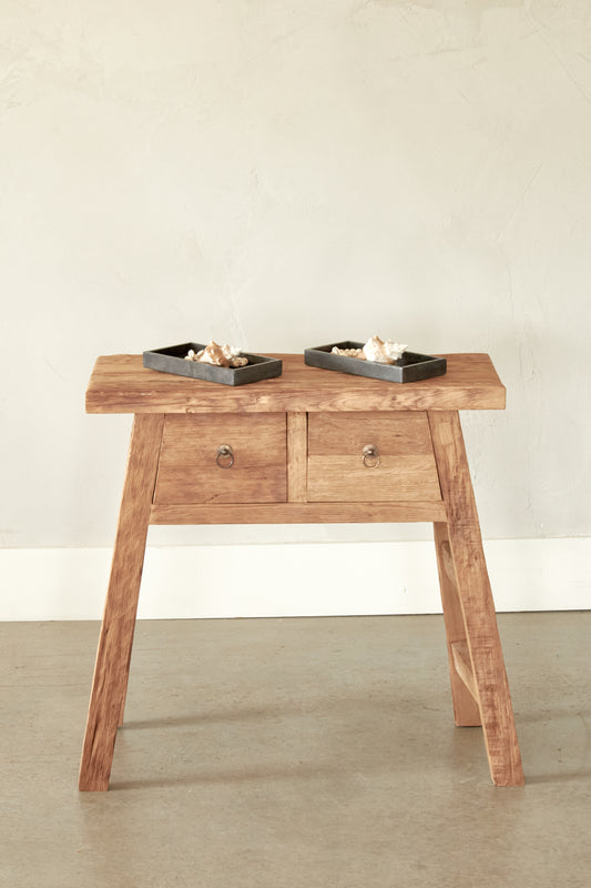 A frame console in recycled teak - 2 drawers