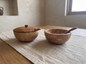 Ensemble de 2 pots a épices en teck et marbre