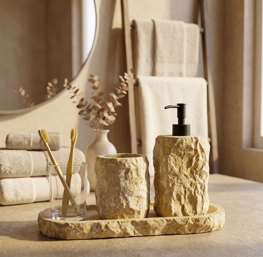 Ensemble salle de bain en marbre organique