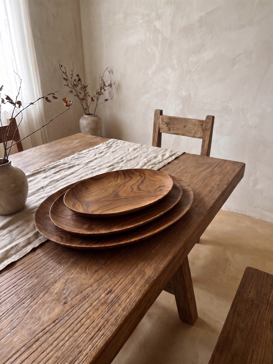 Assiette de service en teck
