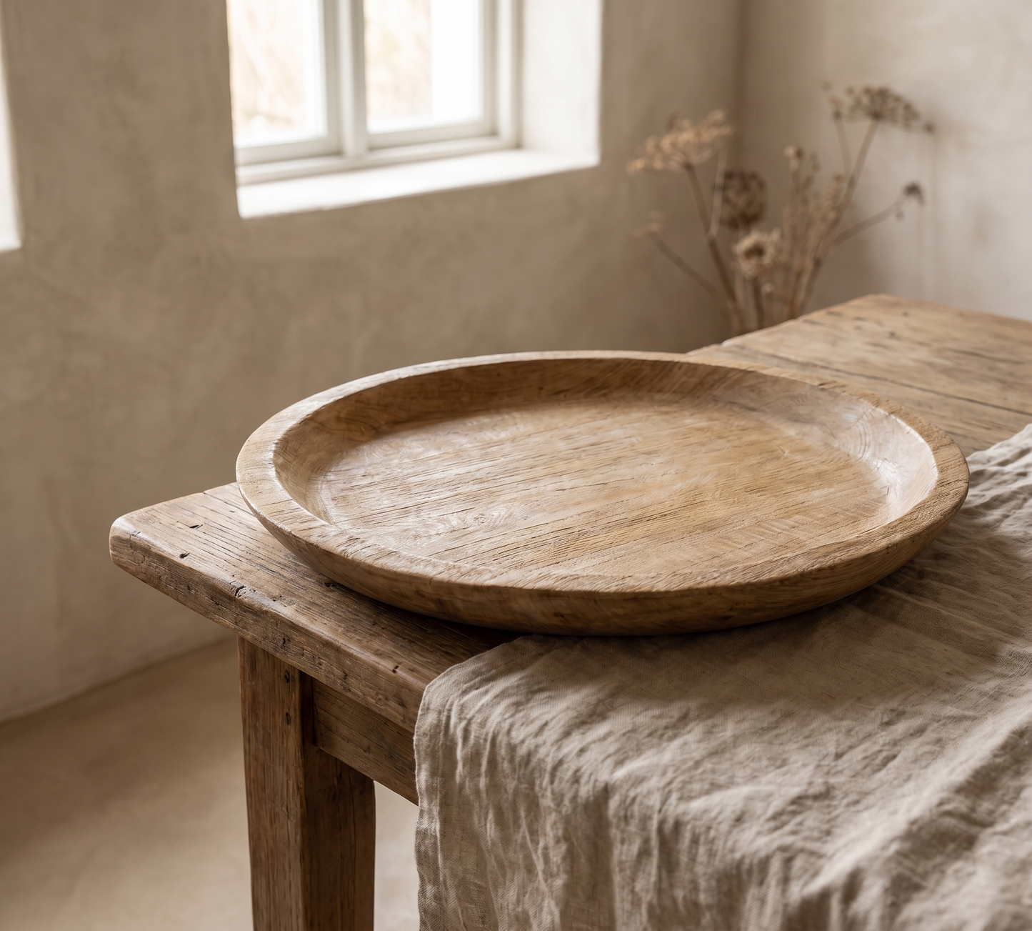 Assiette XL en bois de teck ancien