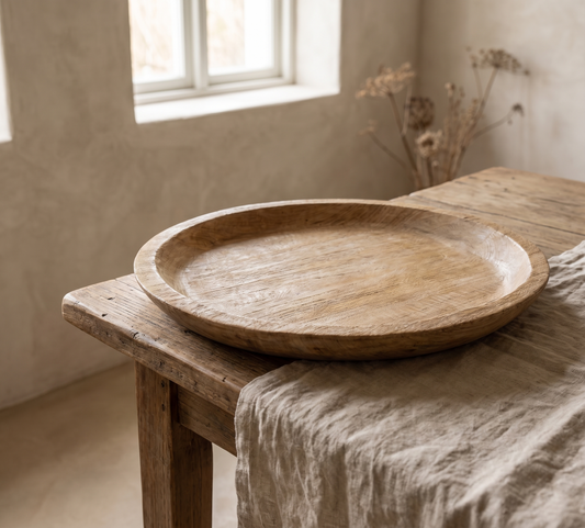 Assiette XL en bois de teck ancien