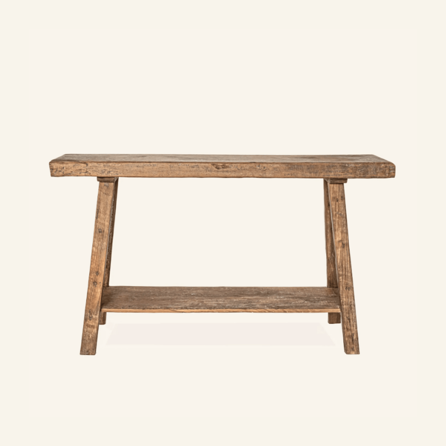 Vintage console with recycled teak shelf - 150cm