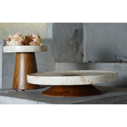 Cake board - teak &amp; marble