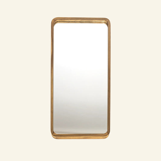 Lyndi teak wood mirror - rounded frame