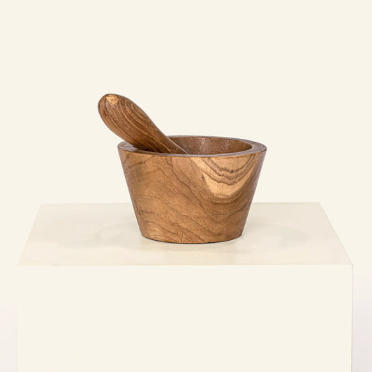 Teak wood mortar