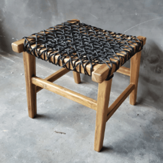 Tabouret corde et teck