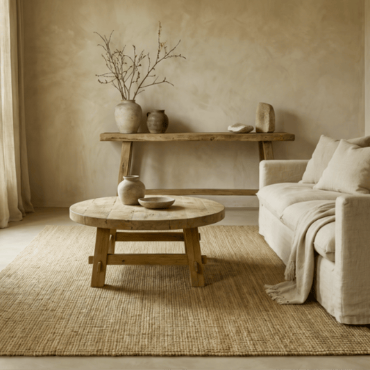 Lionnel coffee table in recycled teak wood | round